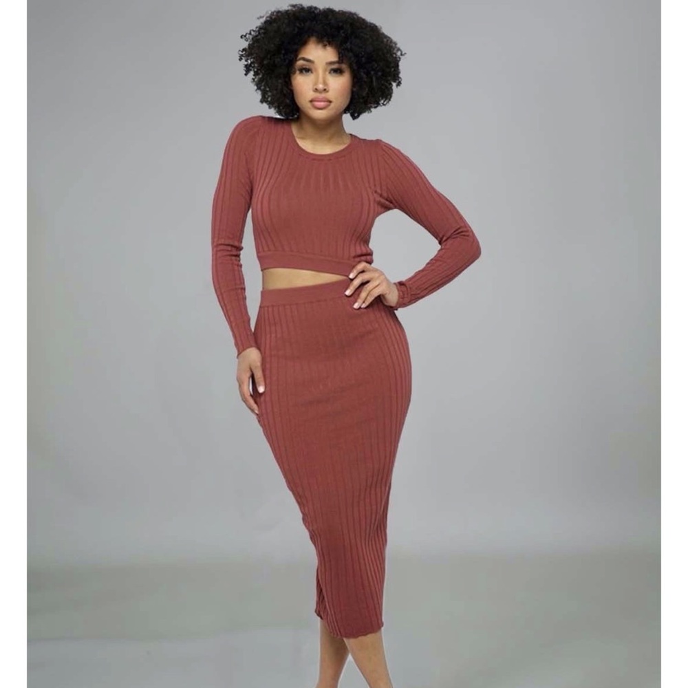 Brick 🧱 Knit Waist Cut Dress